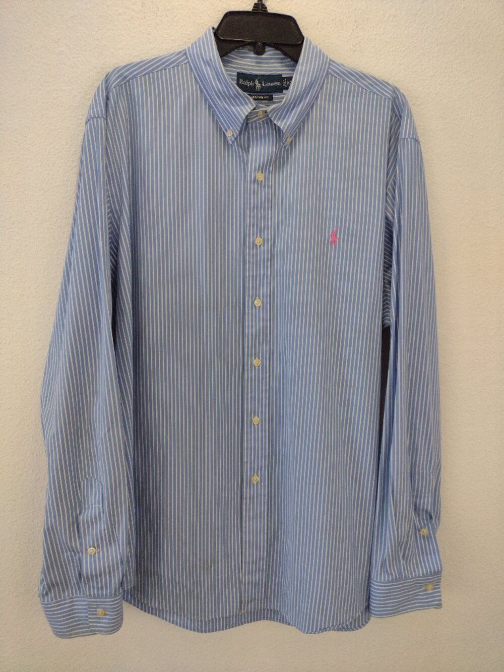 Ralph Lauren Men's Button-Down Shirt XXL Blue Pin Stripe